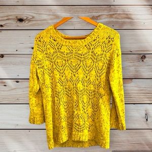 Kensie yellow pointelle style knit sweater